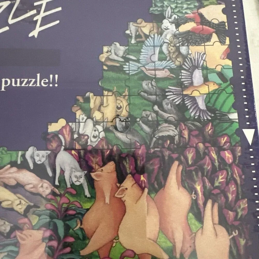 1994 The Moving Puzzle Garden Hideaway 294 Pieces Cats Pigs Frogs Birds Sealed